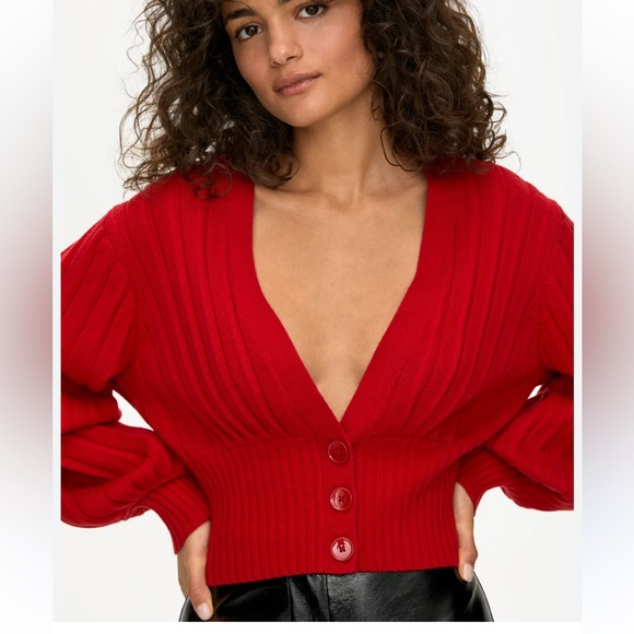 Wilfred Red Ribbed Cardigan - Picture 1 of 7